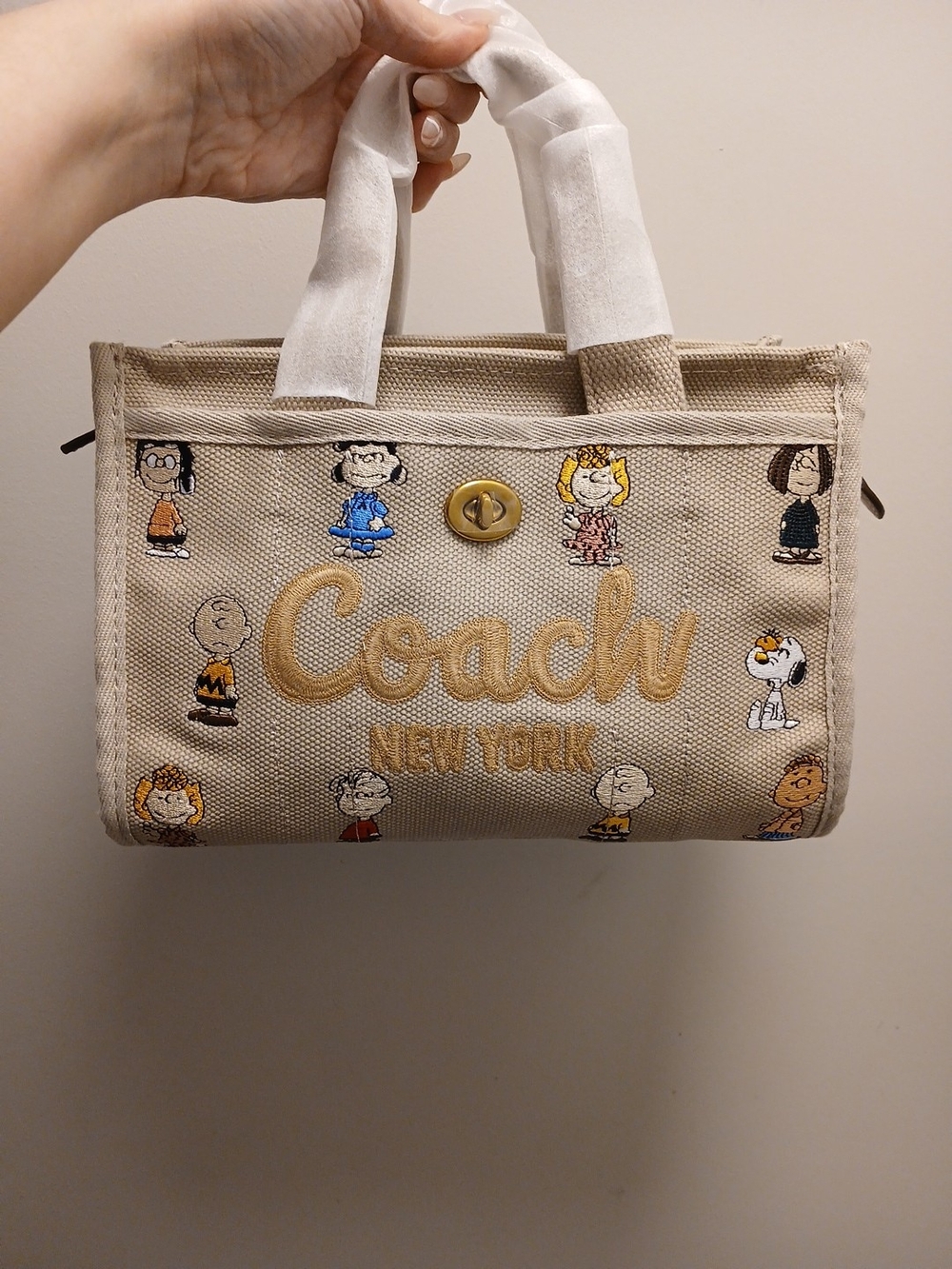 NWOT Limited COACH x PEANUTS Cargo Tote Bag 26 Dark Natural CBH43 Canvas
